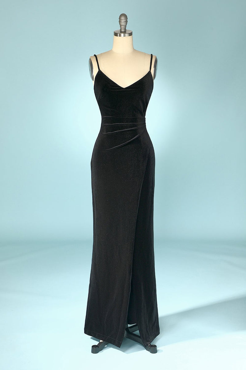Black Velvet Long Formal Evening Dress ...